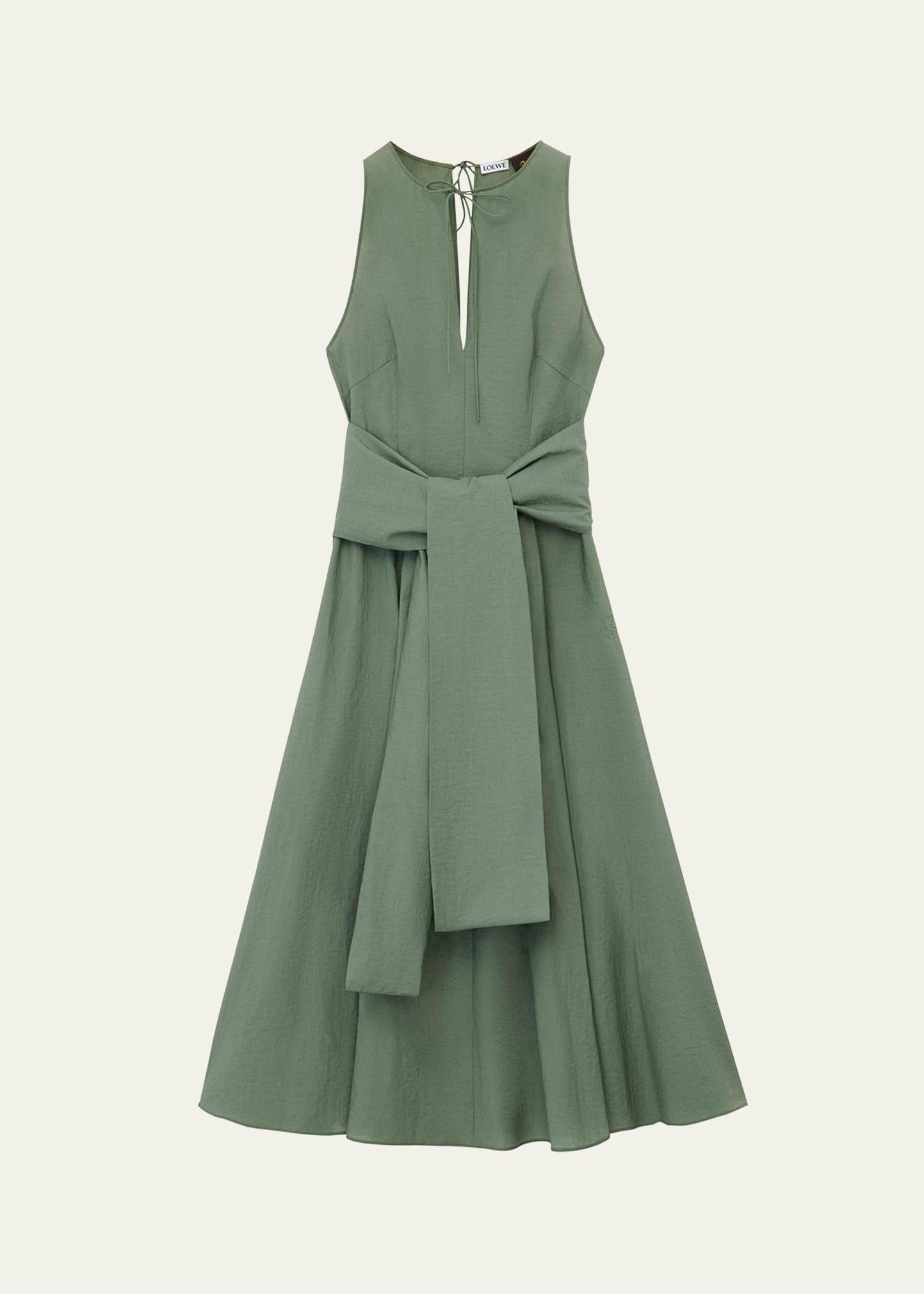 draped tie-waist midi dress