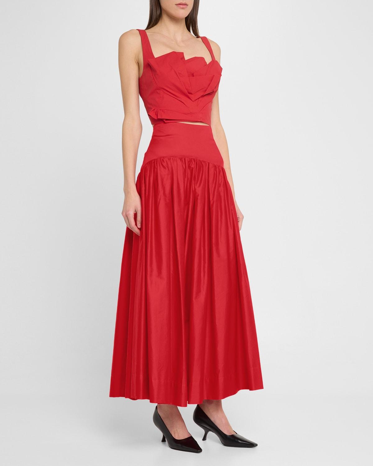 draped tulip crop tank top