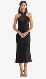 draped twist halter tie-back midi dress - paloma