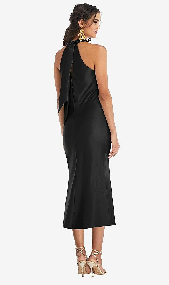 draped twist halter tie-back midi dress - paloma