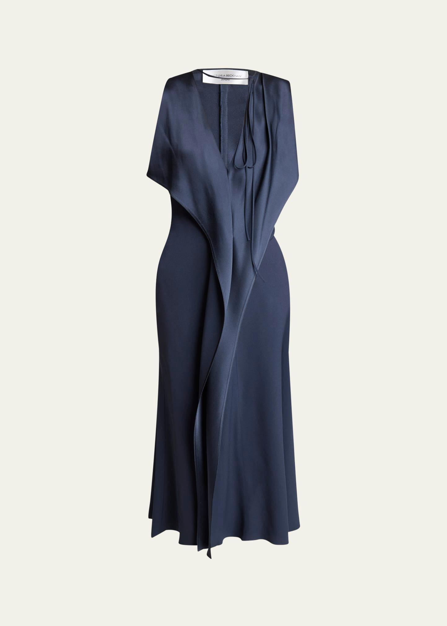draped v-neck asymmetric dress
