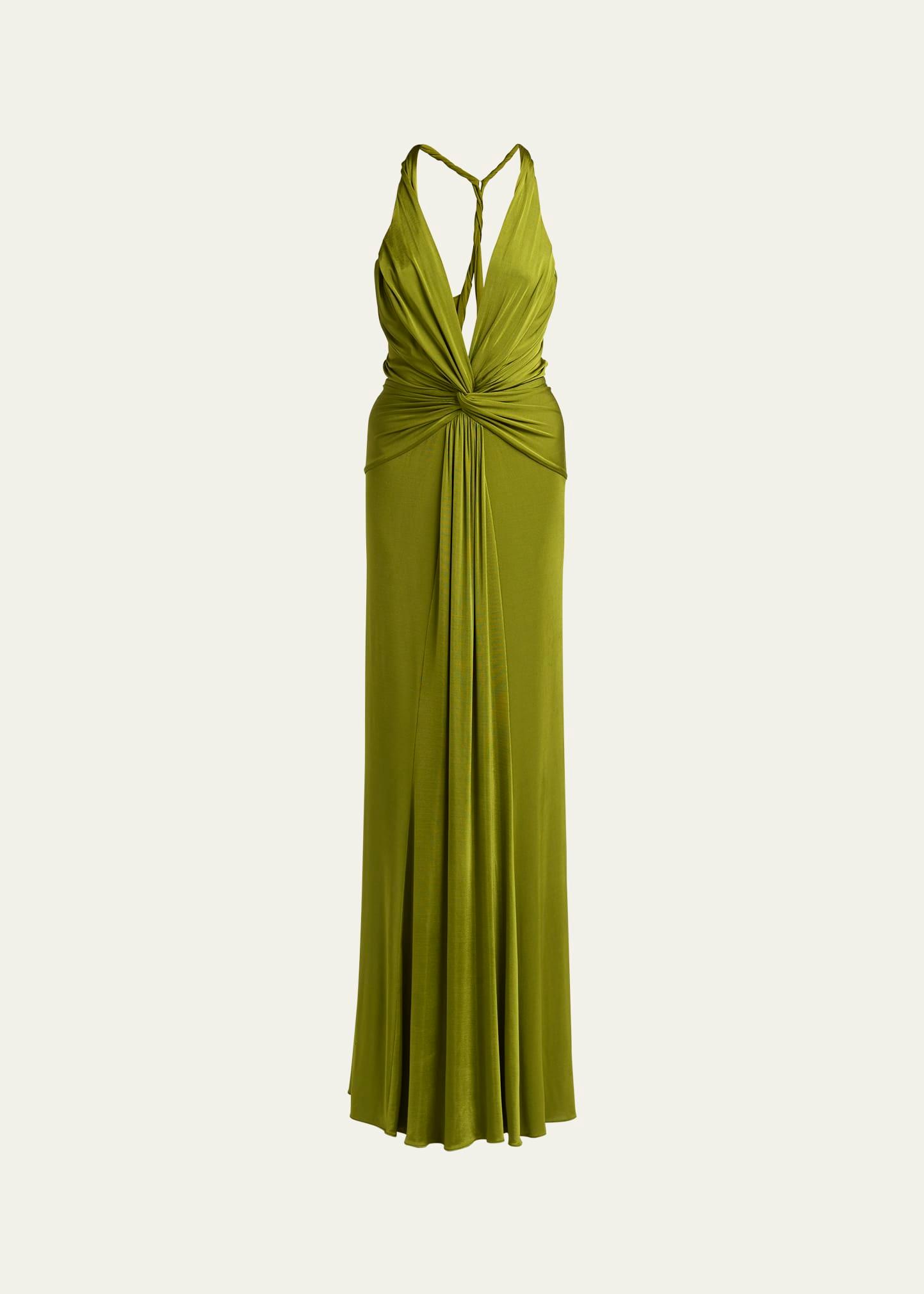 draped v-neck gown