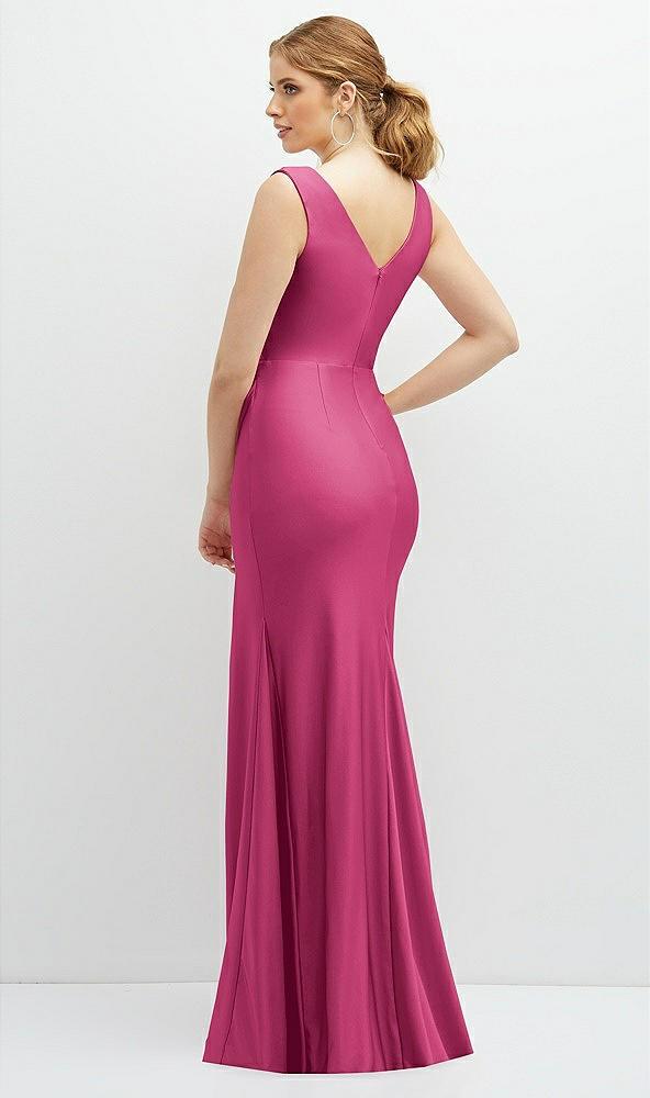 draped wrap stretch satin mermaid dress with horsehair hem