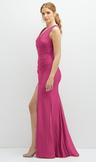 draped wrap stretch satin mermaid dress with horsehair hem