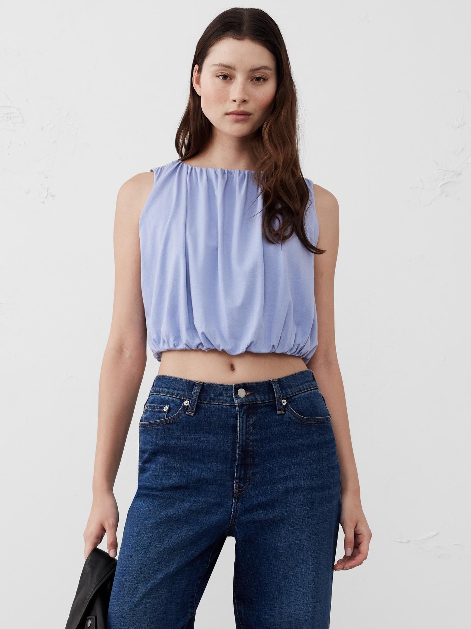drapey shirred bubble top