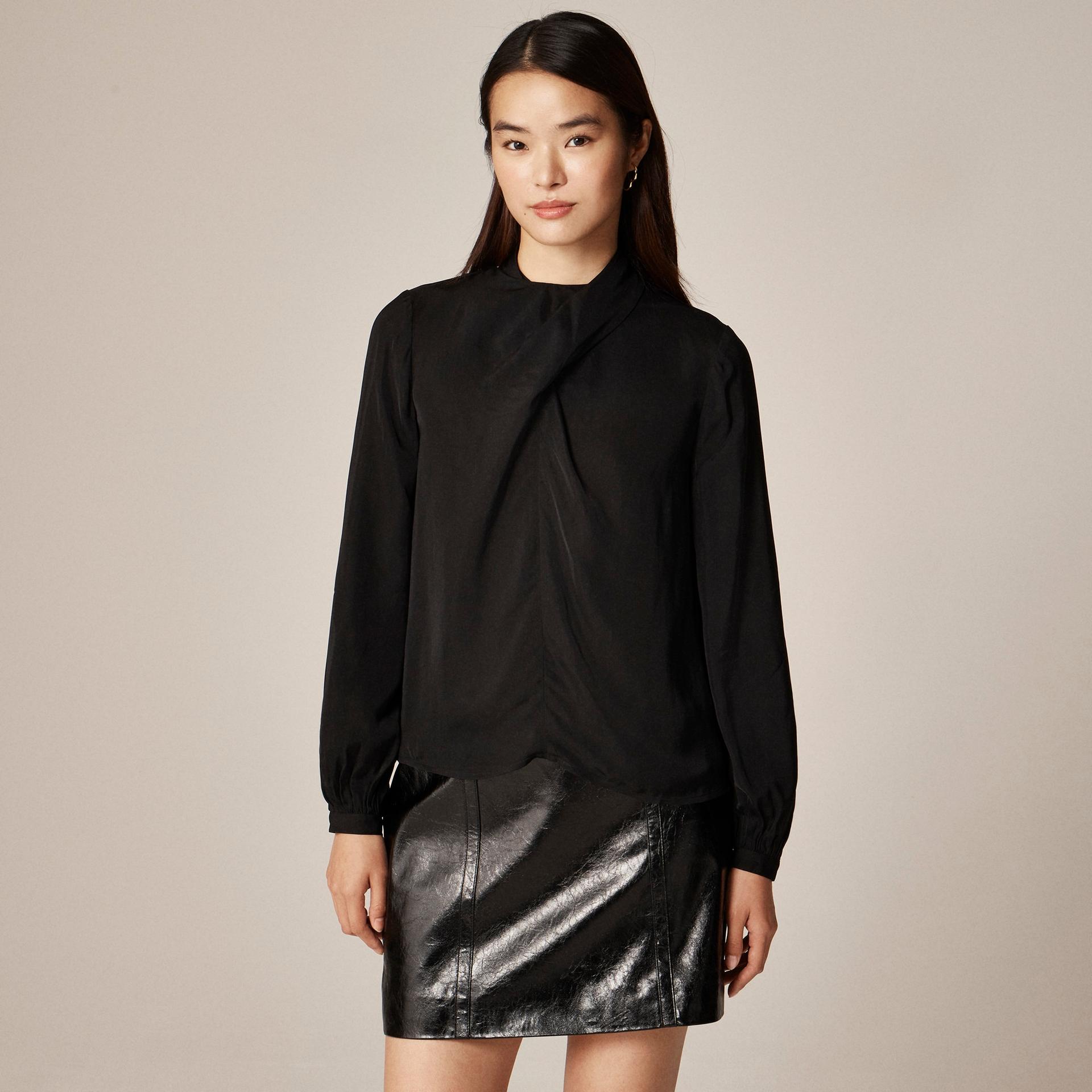 drapey tie-neck shirt