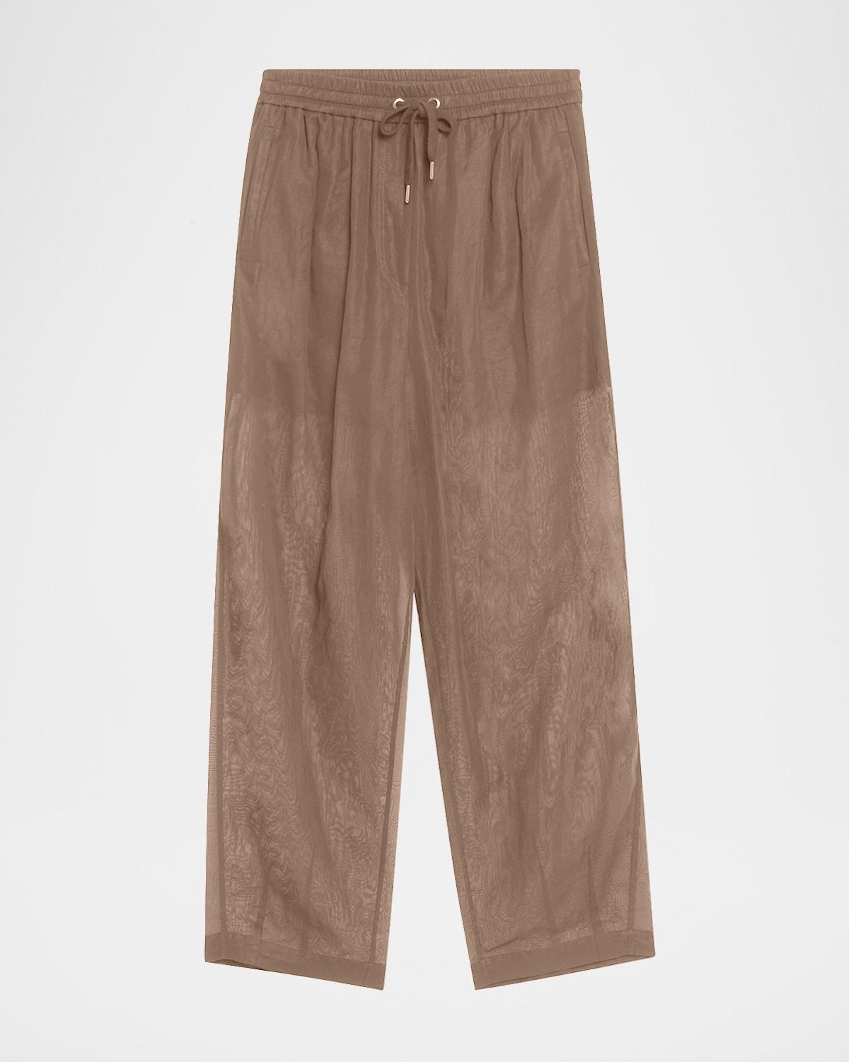 drawstring cotton gauze track pants