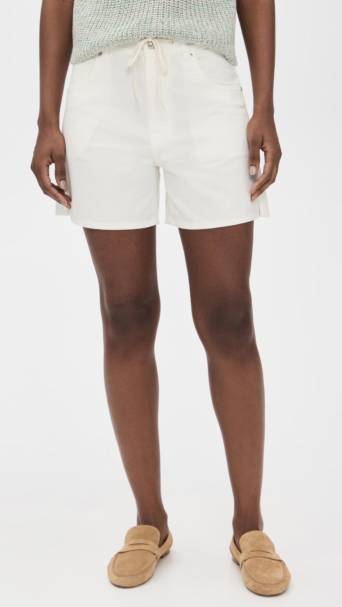 drawstring jean short in tile white