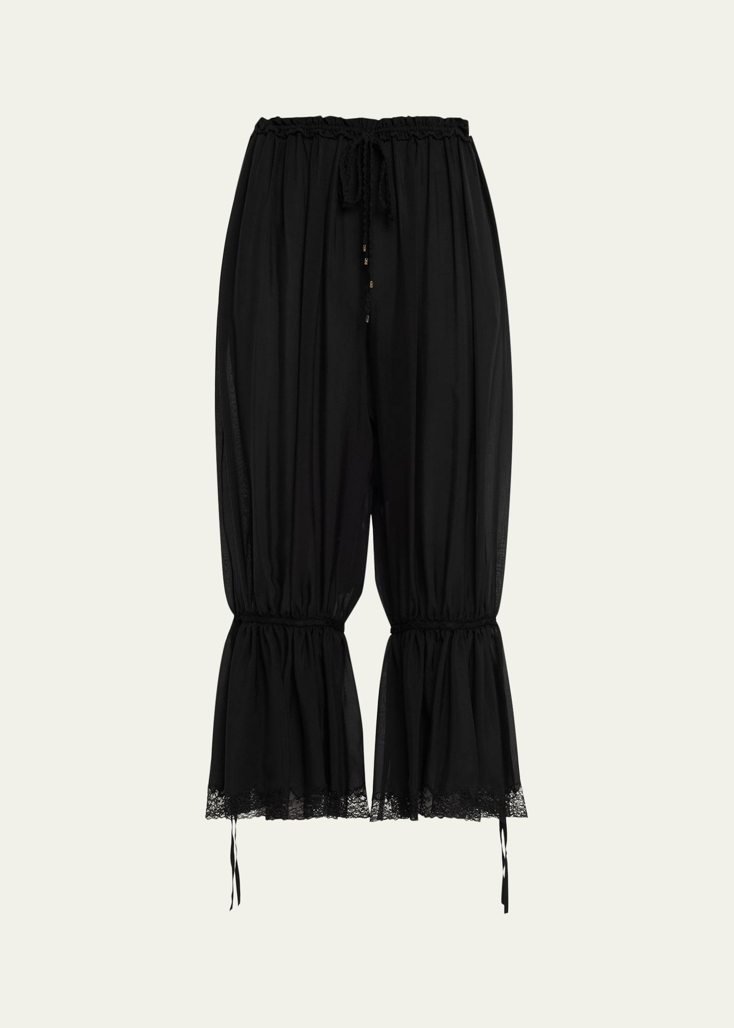 drawstring lace-trim cropped pants