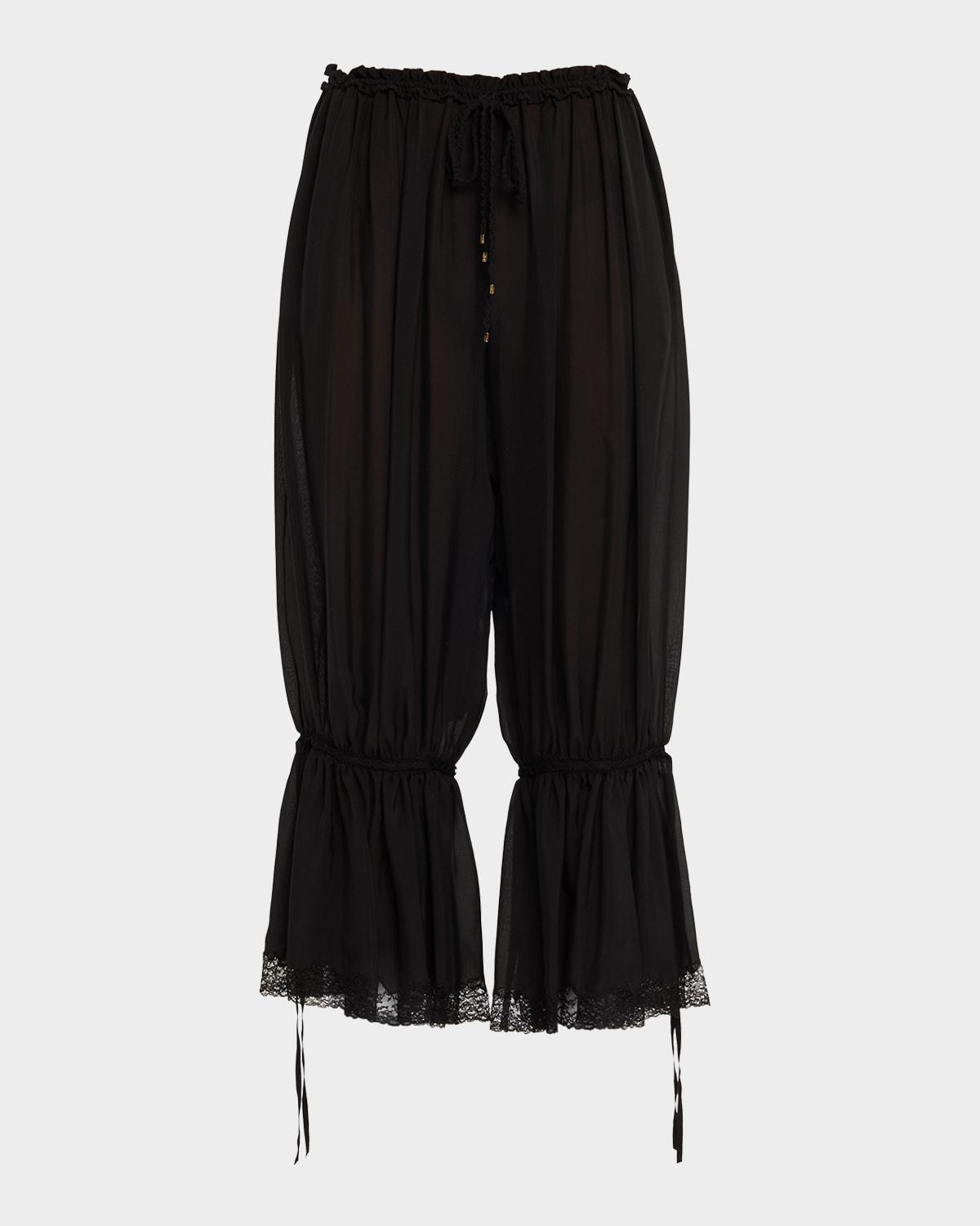 drawstring lace-trim cropped pants