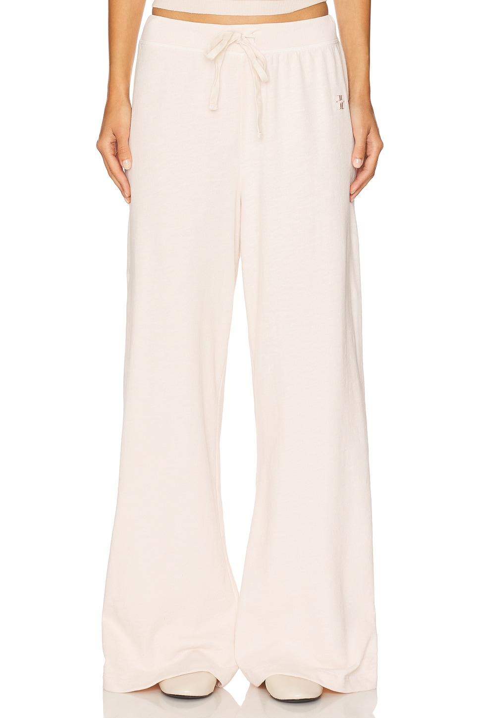 drawstring lightweight french terry wide leg sweatpant