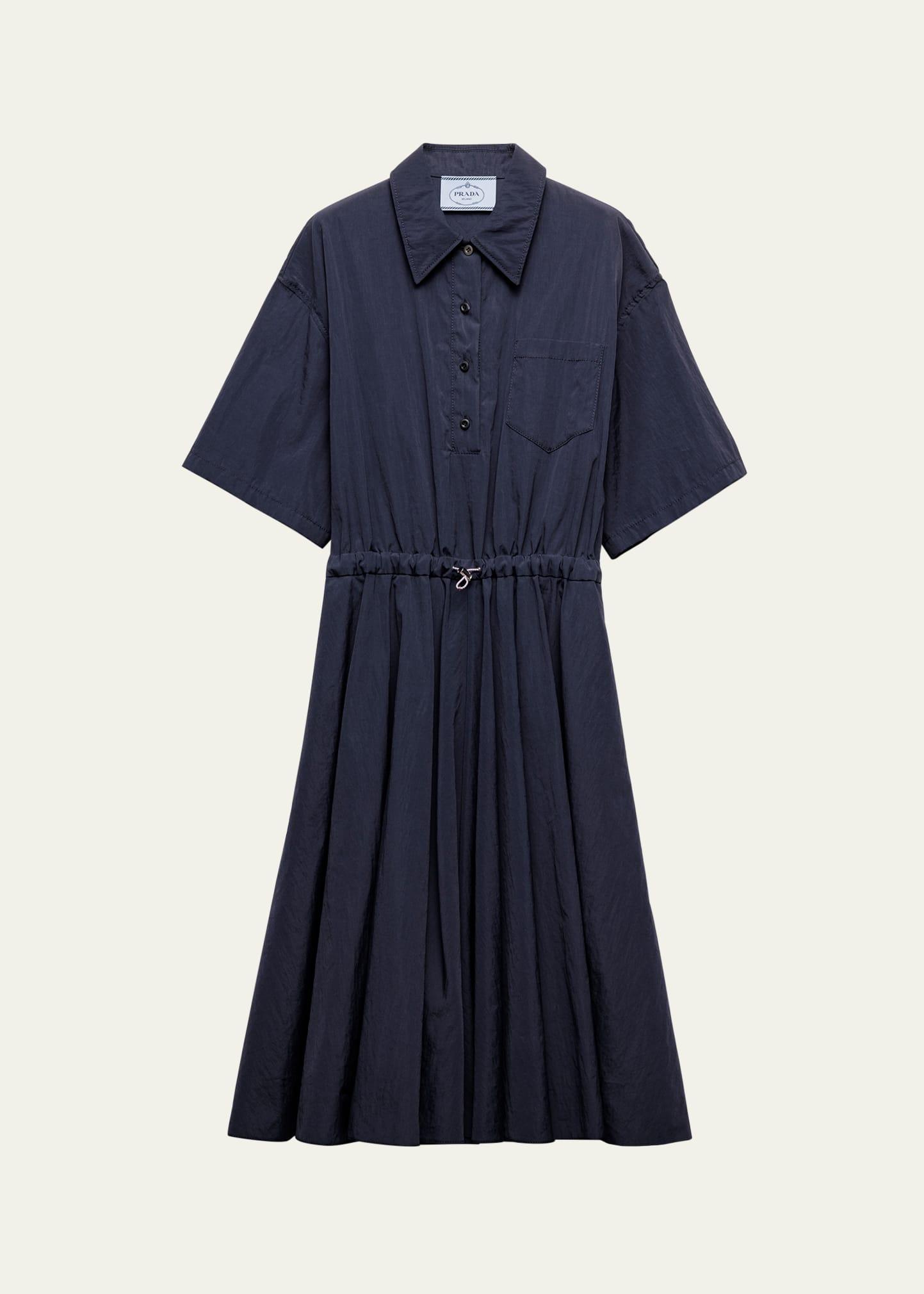 drawstring pleated midi dress