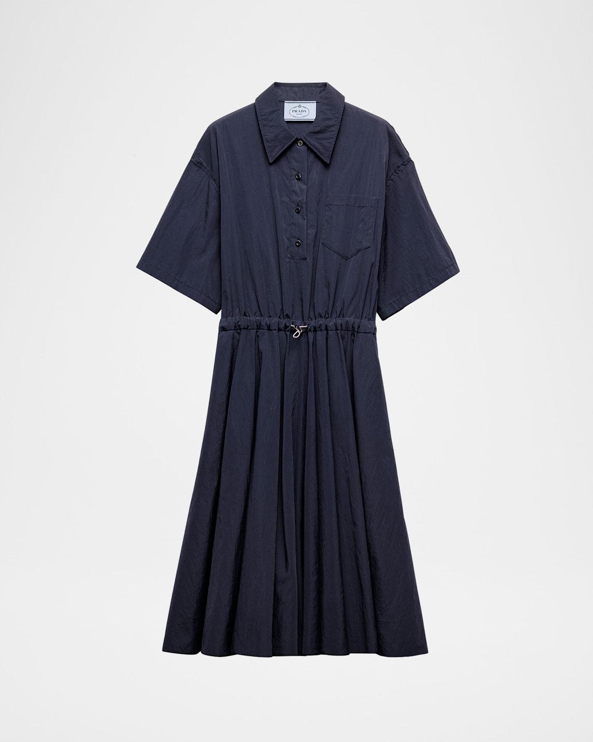 drawstring pleated midi dress