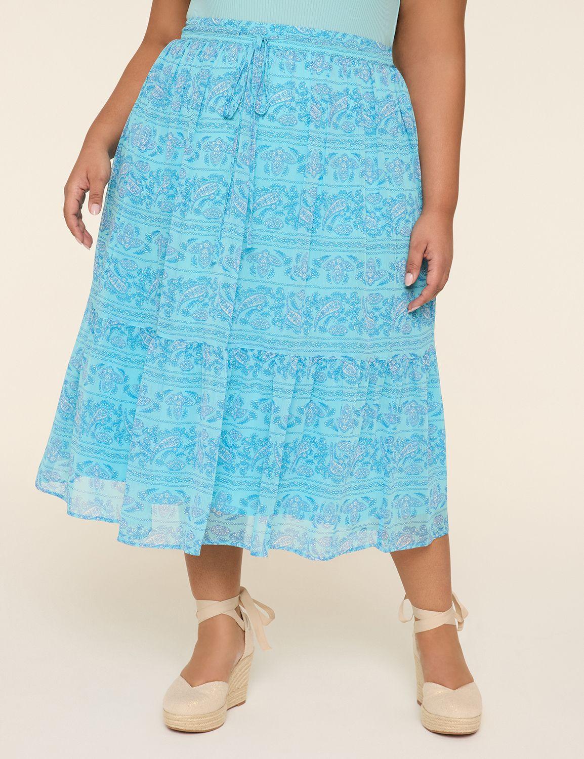 drawstring-waist tiered midi skirt