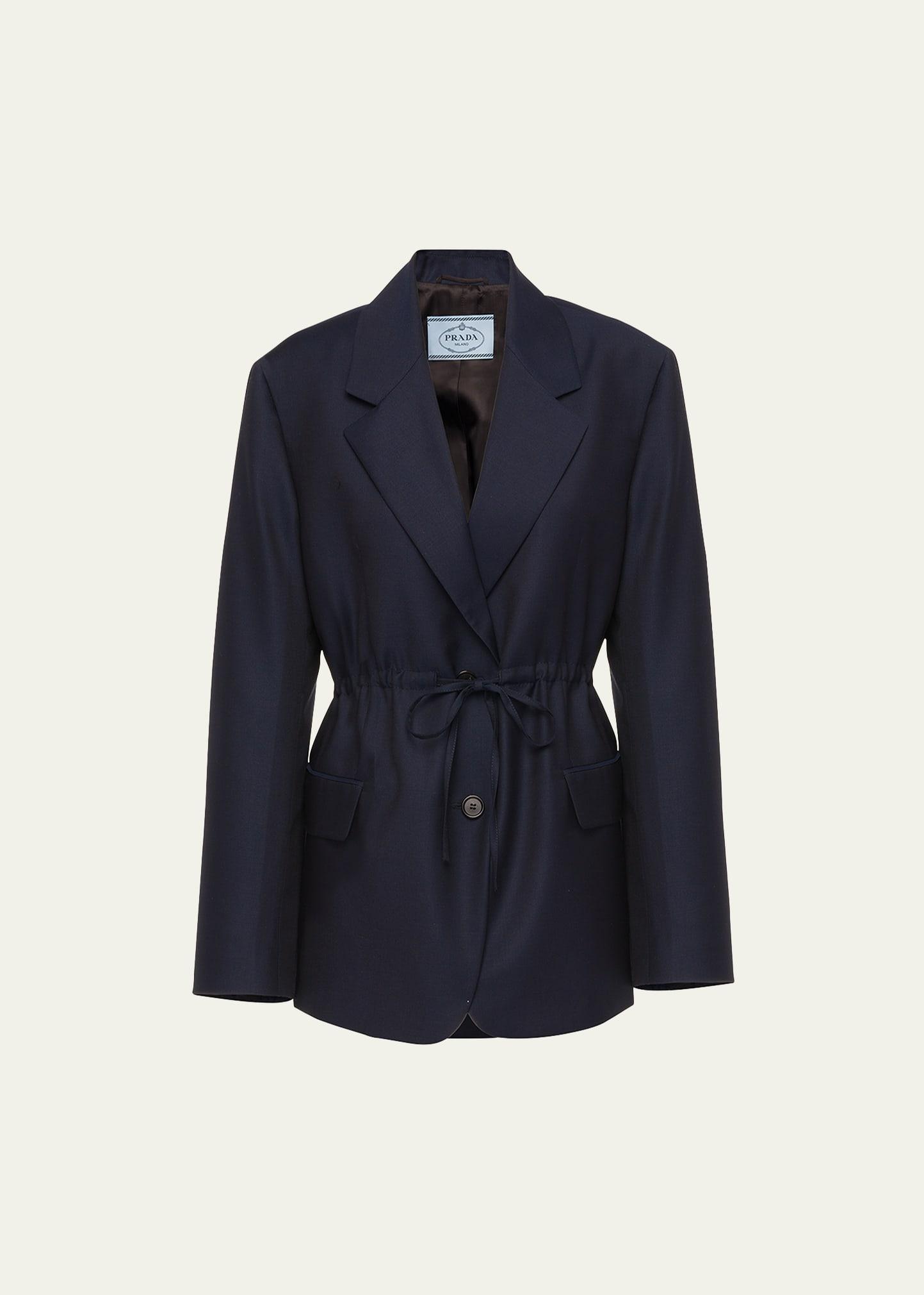drawstring wool blazer