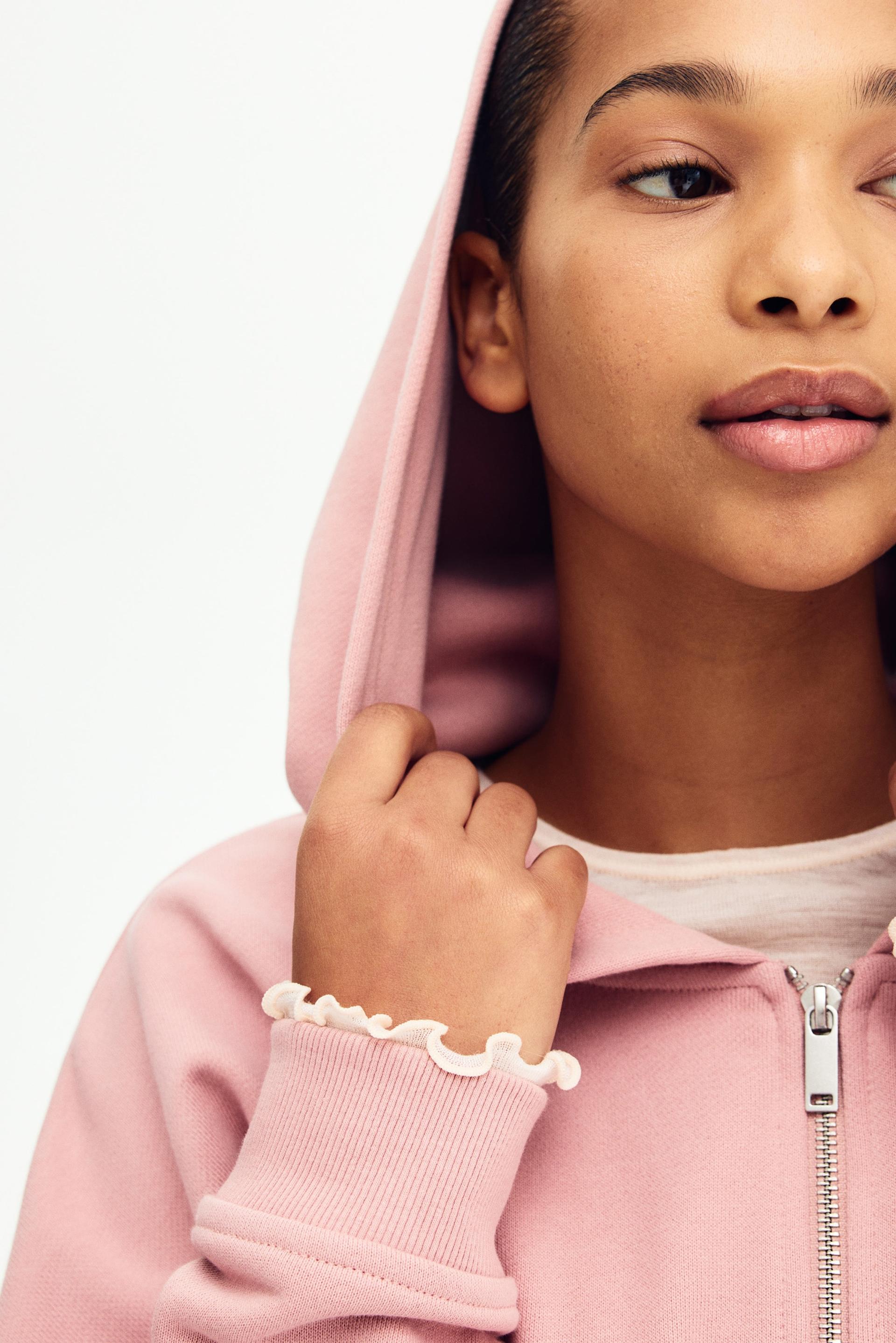 drawstring zip-through hoodie