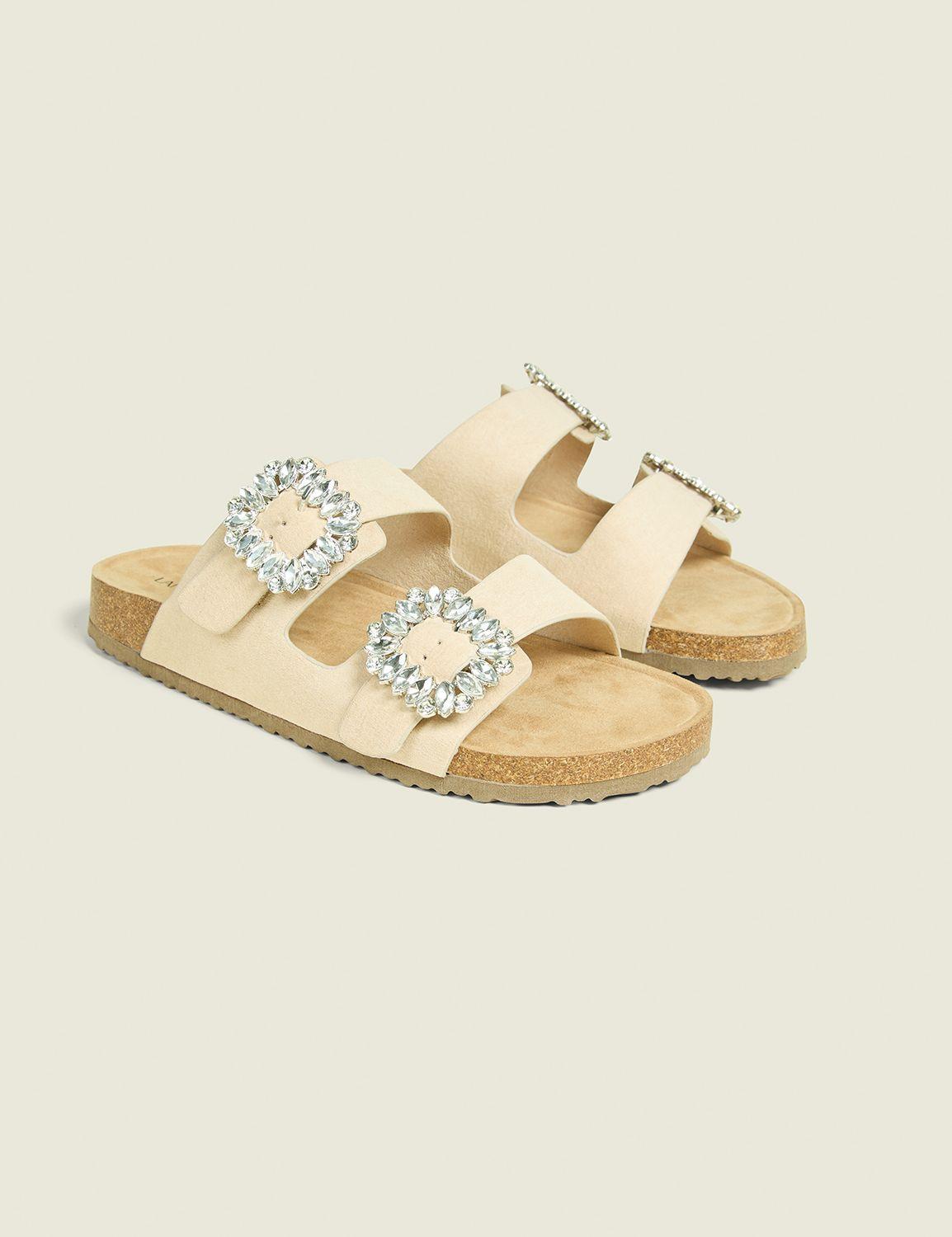 dream cloud faux-suede embellished slip-on sandal