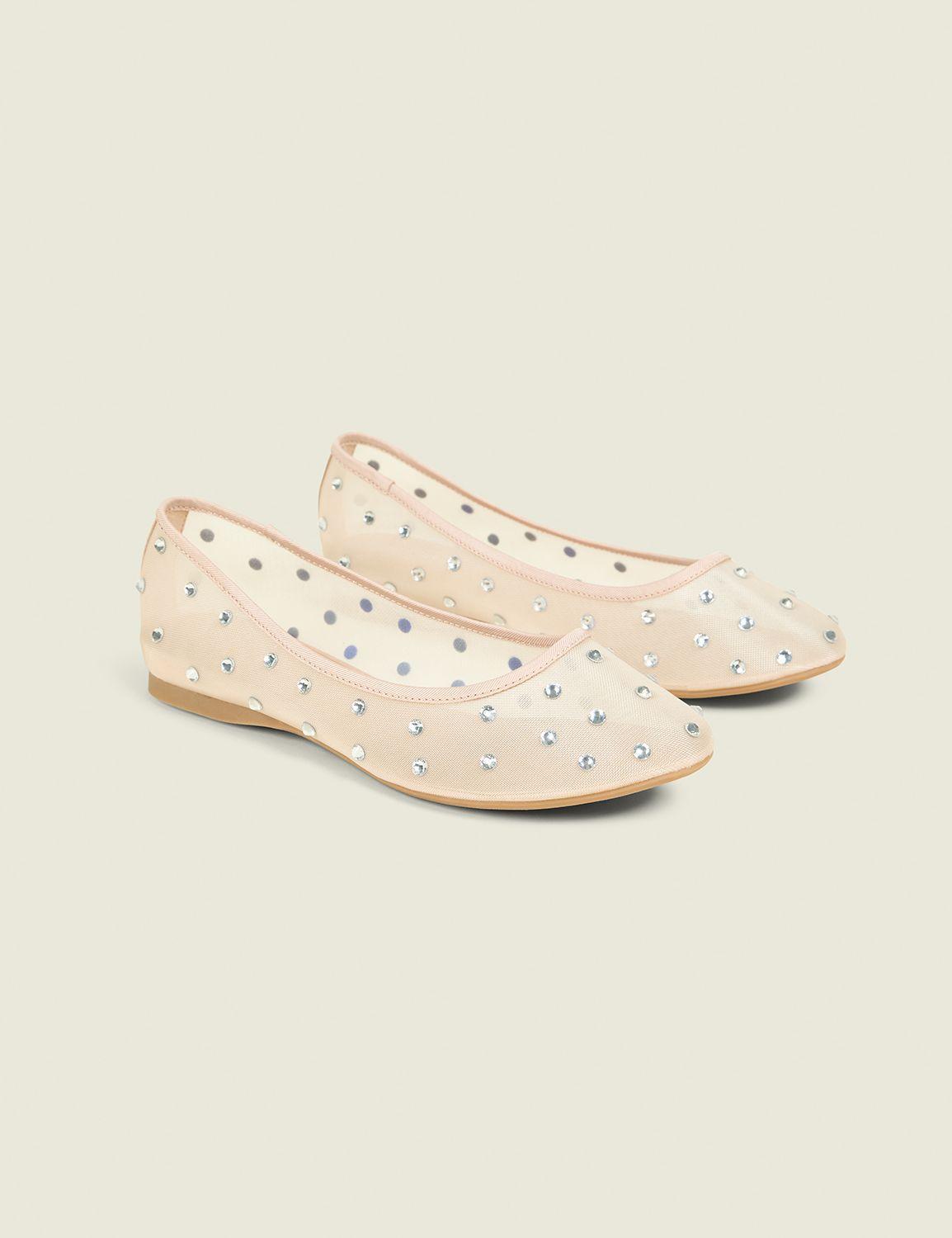 dream cloud mesh rhinestone ballet flat