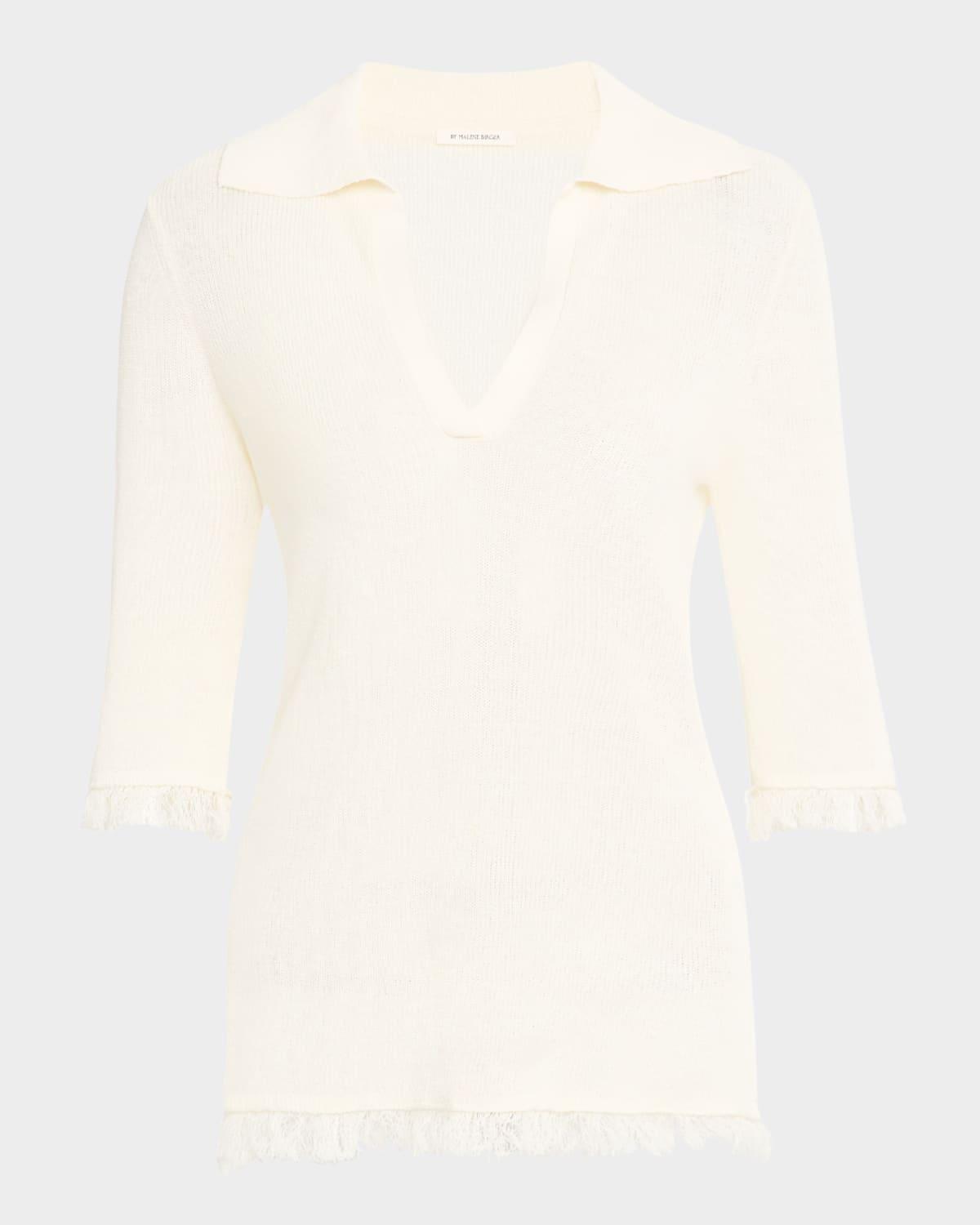 dreelo linen-blend fringed top