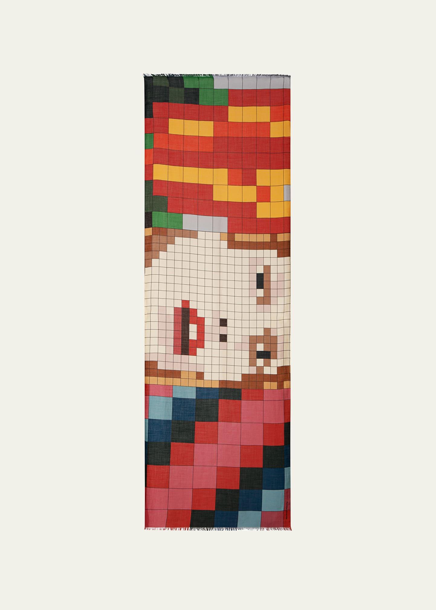 drei teile-print frayed scarf