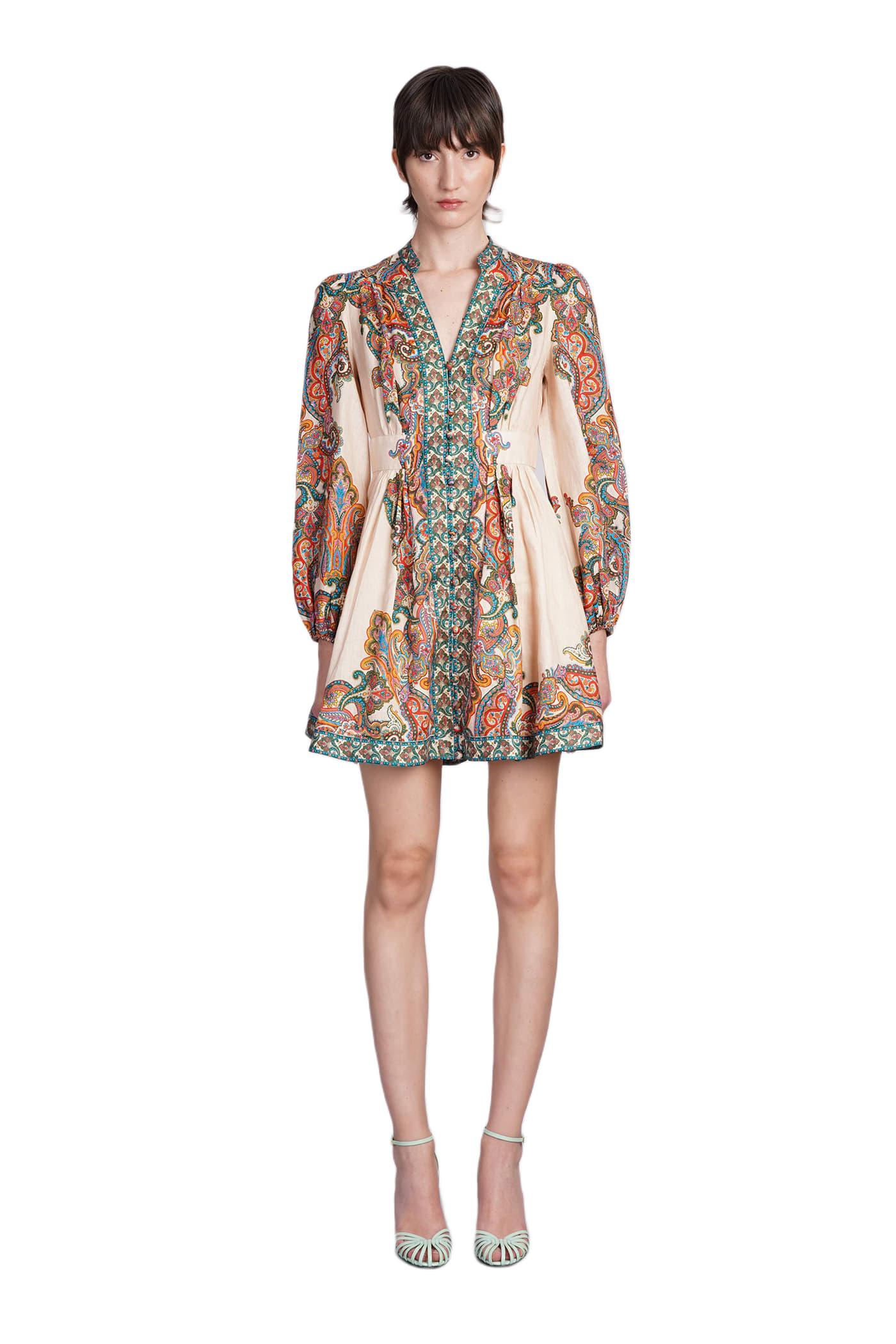 dress in rose-pink linen