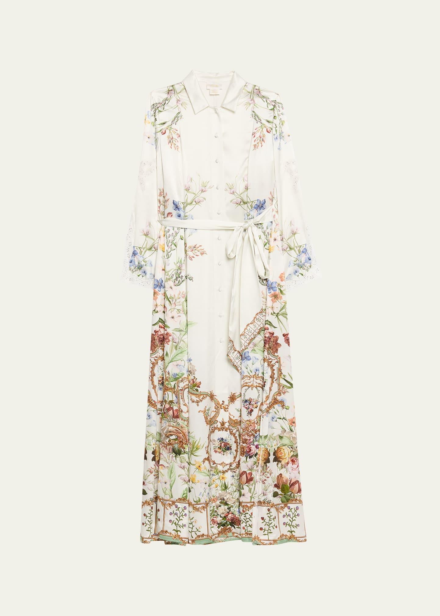 dressing room drama printed trench shirtdress
