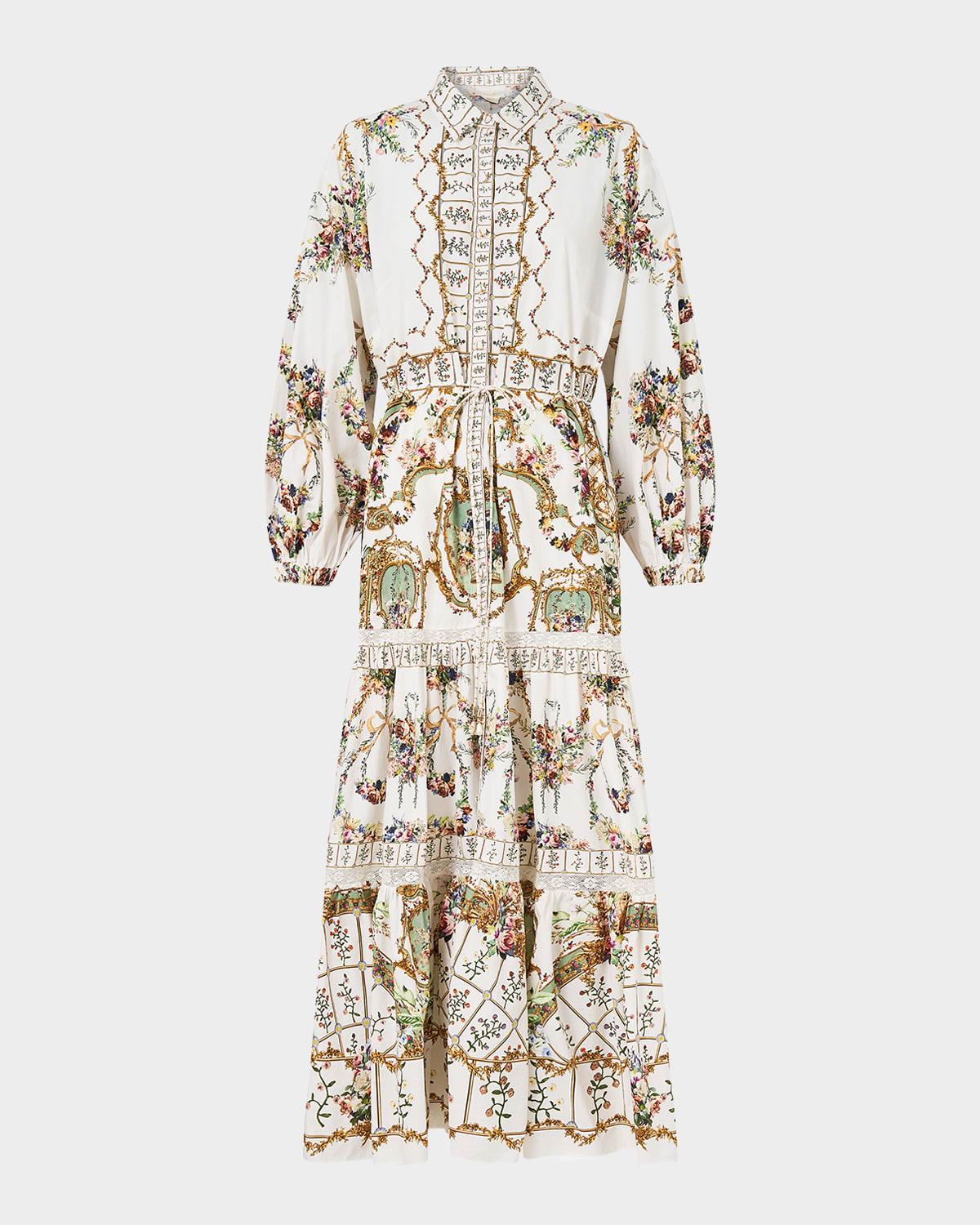dressing room drama tiered maxi shirtdress