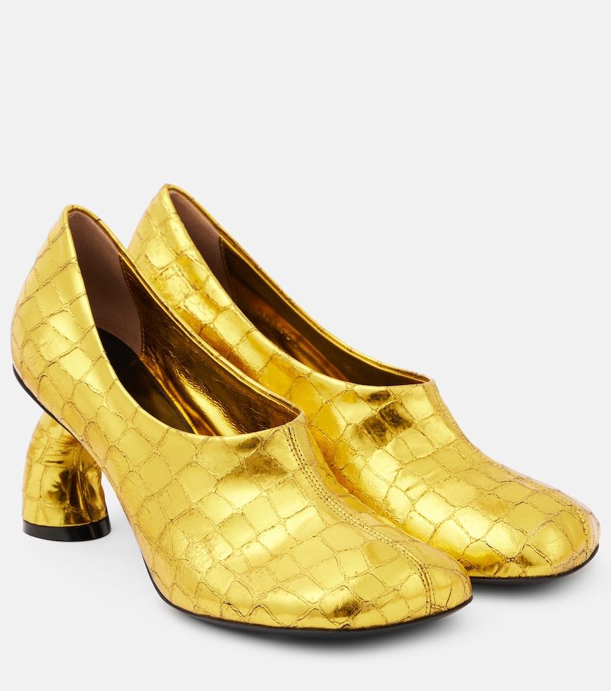 dries van noten 75 metallic leather pumps