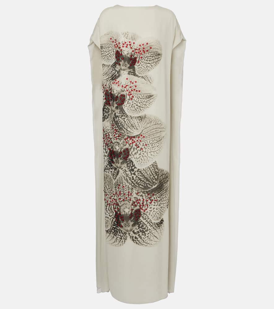 dries van noten beaded printed silk georgette gown