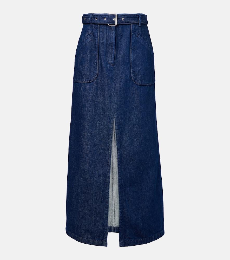dries van noten belted denim maxi skirt