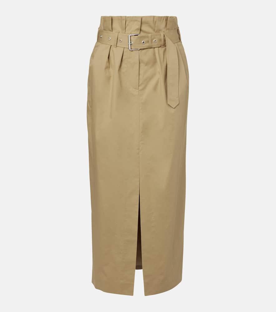 dries van noten belted pleated cotton midi skirt