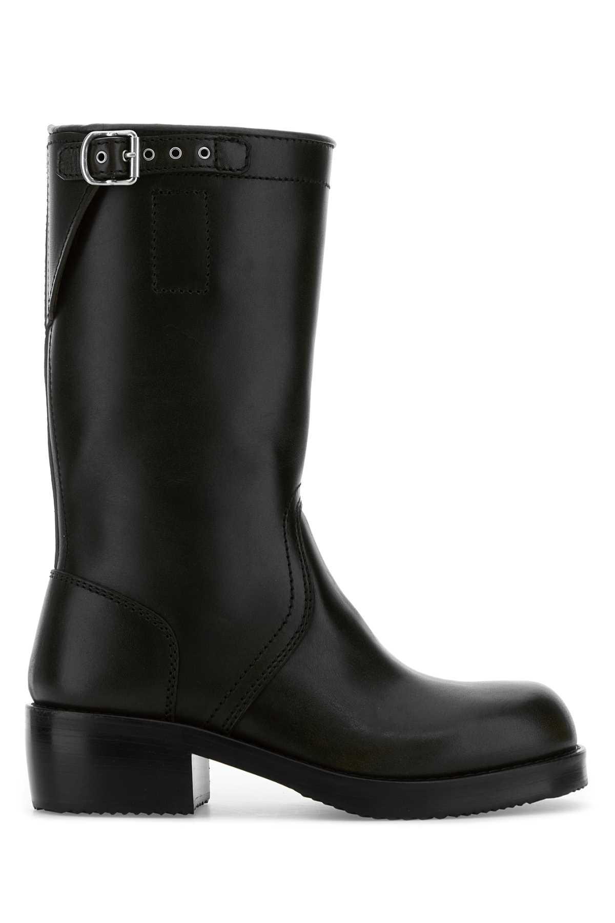 dries van noten black leather boots