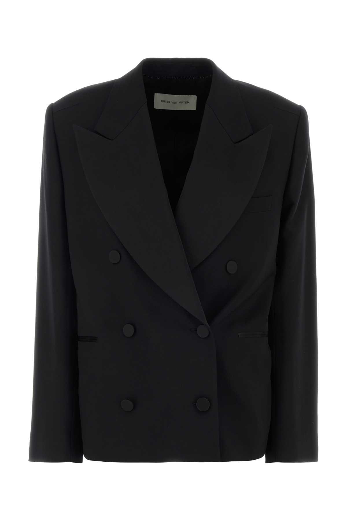 dries van noten black wool blend bosea blazer