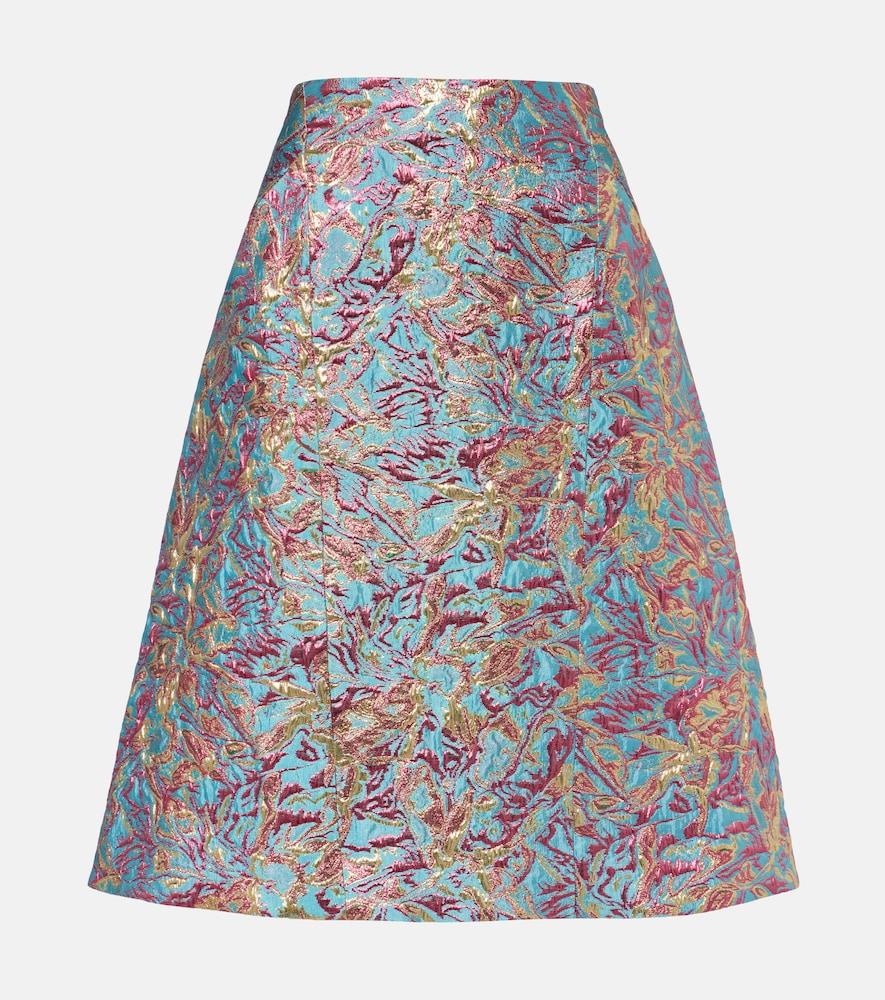 dries van noten brocade midi skirt