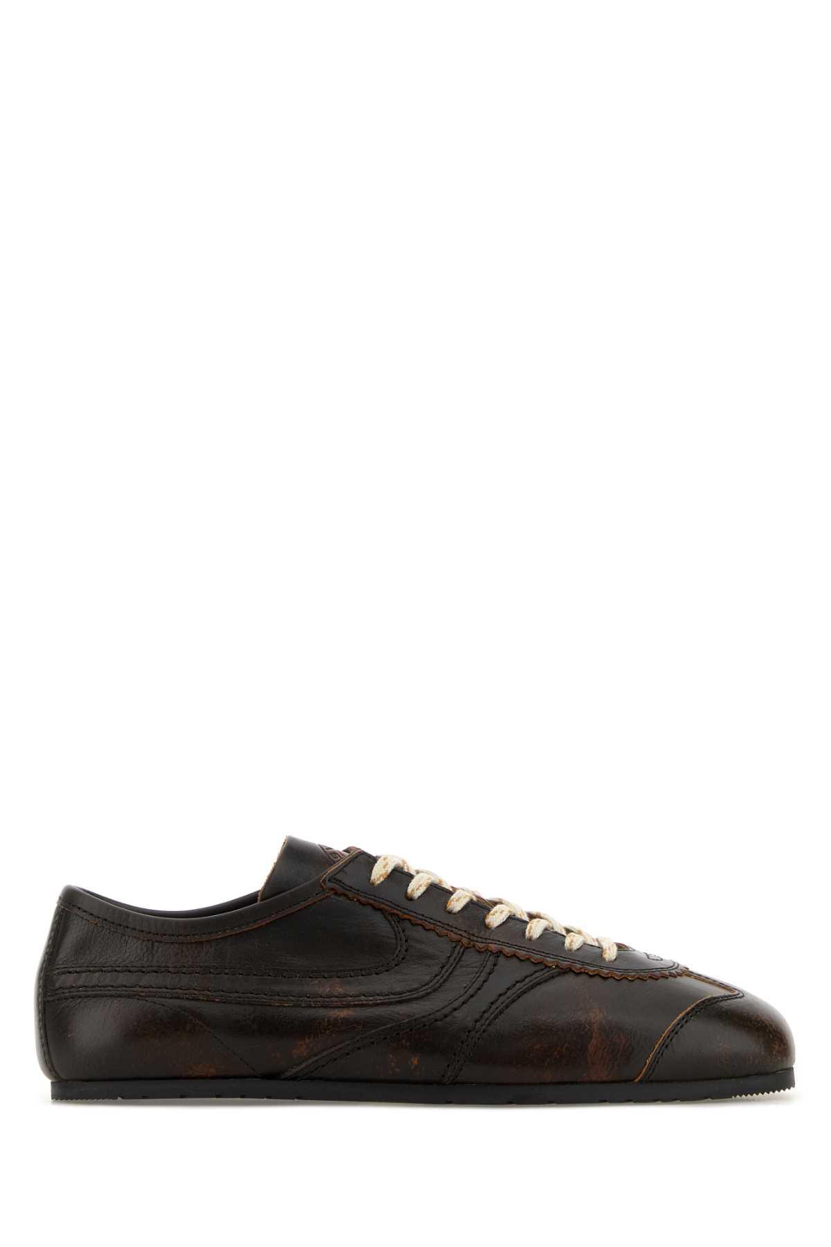 dries van noten brown leather sneakers