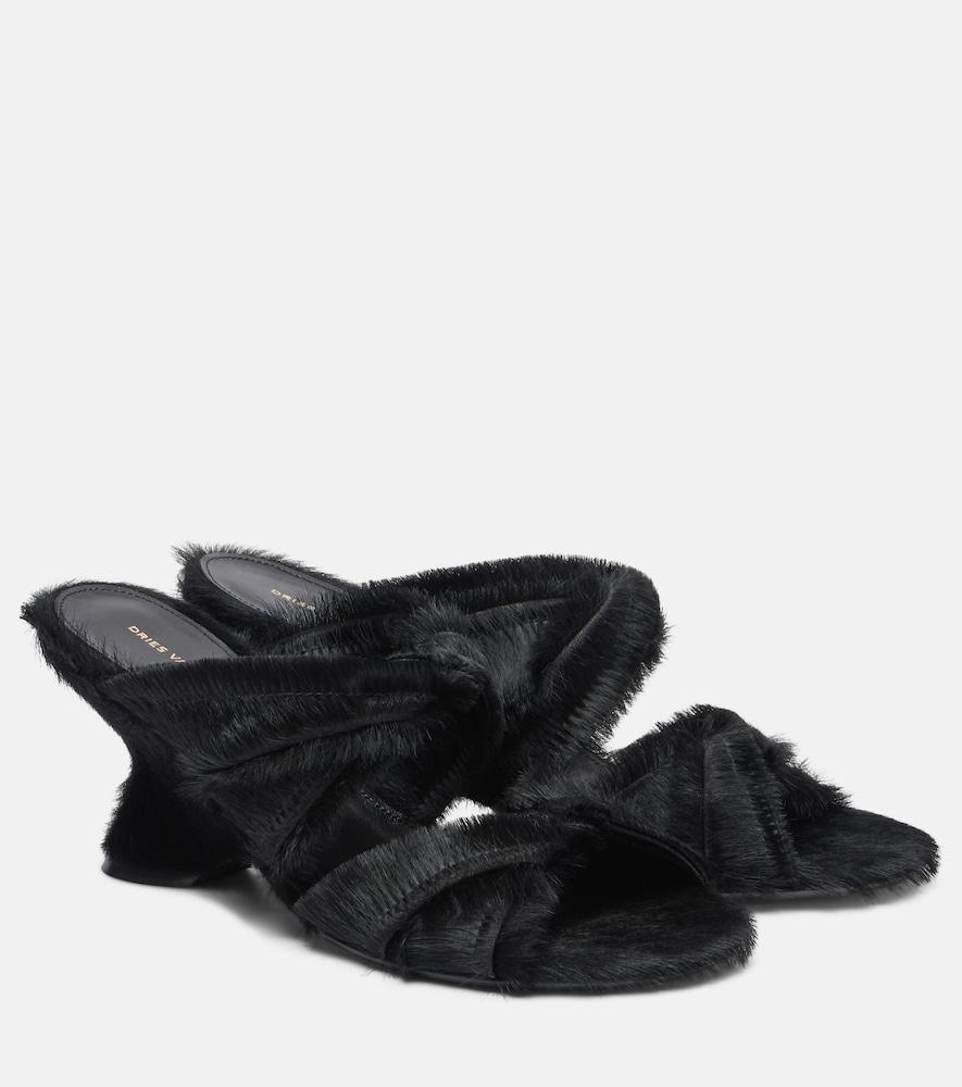 dries van noten calf hair wedge sandals