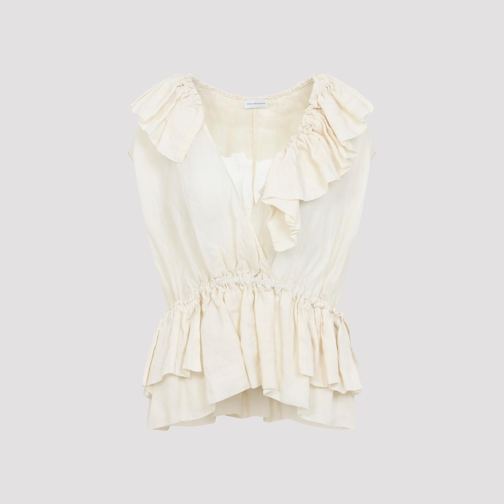 dries van noten cally bis top nude & neutrals ramie - women