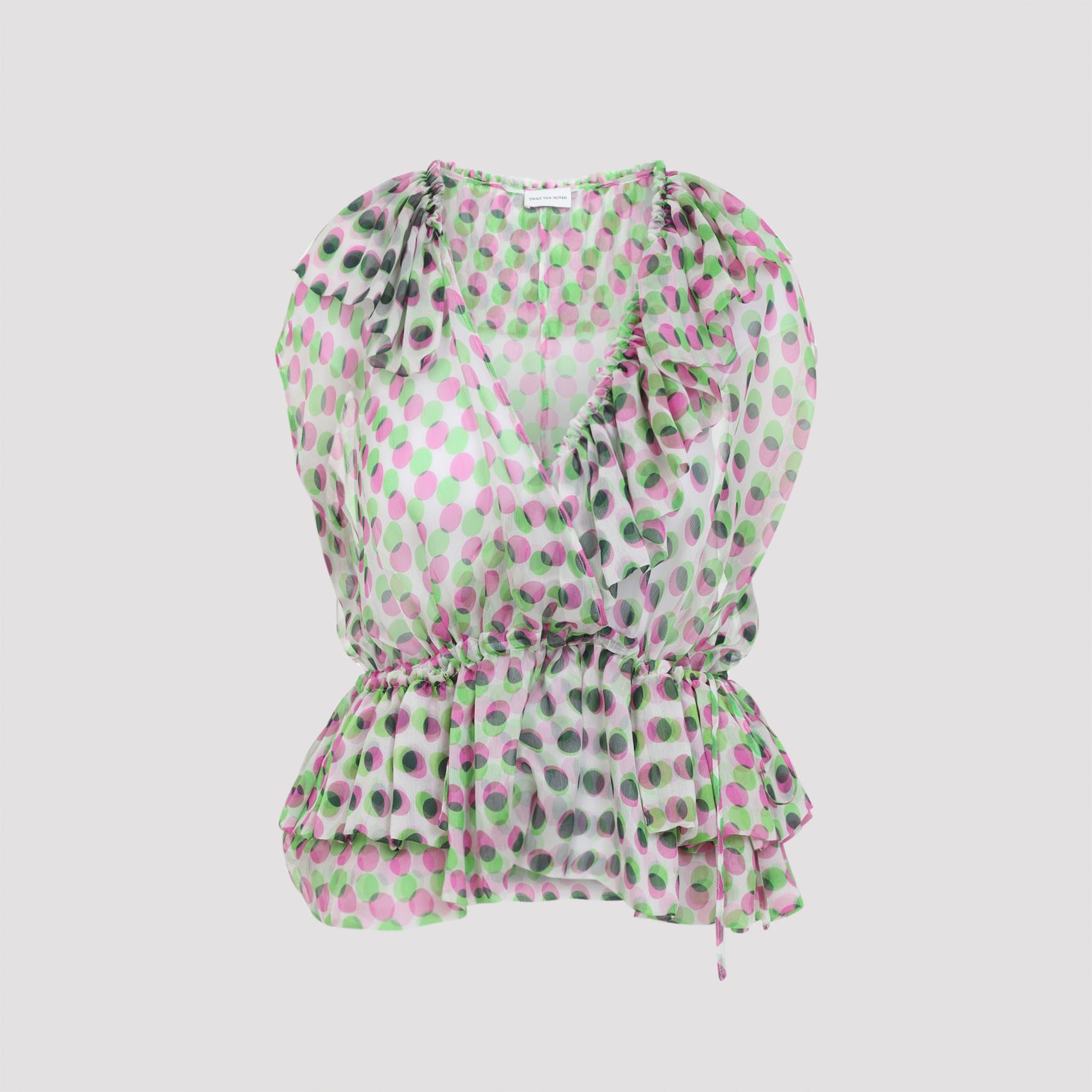 dries van noten cally polka dots top nude & neutrals silk - women