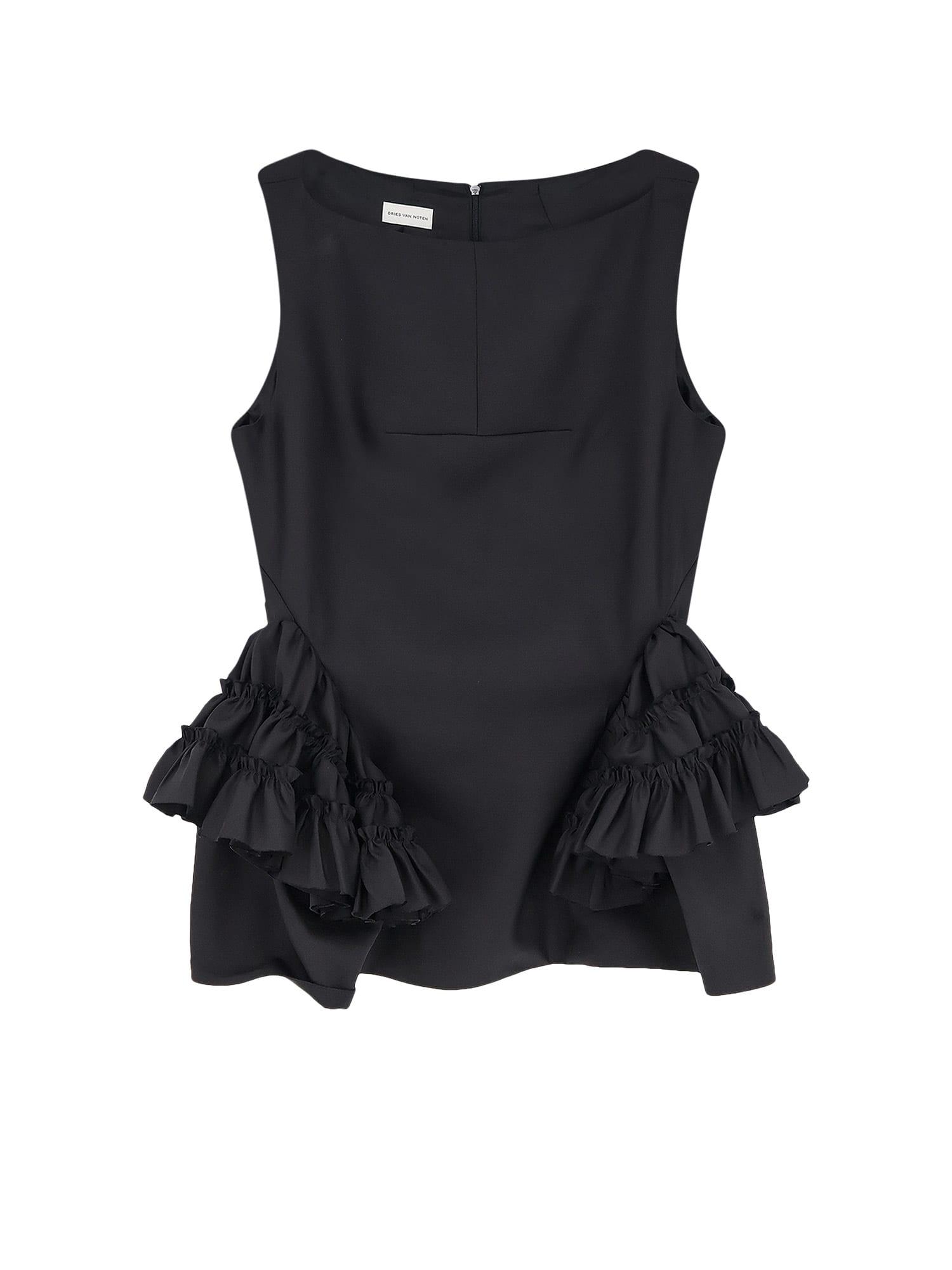 dries van noten casey wool and silk top