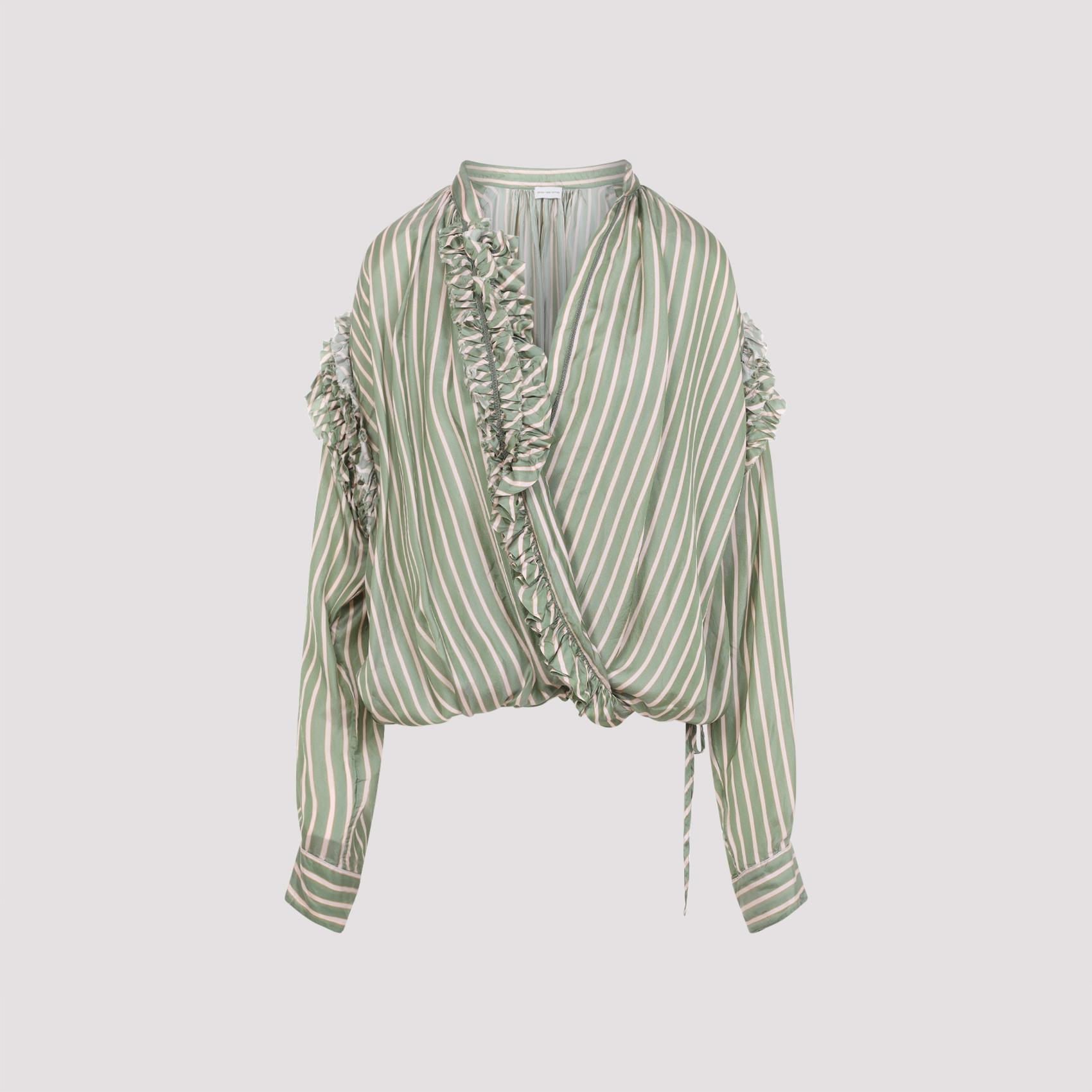 dries van noten cenver bis shirt green cupro - women