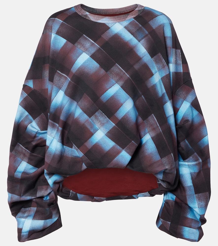 dries van noten checked cotton sweatshirt