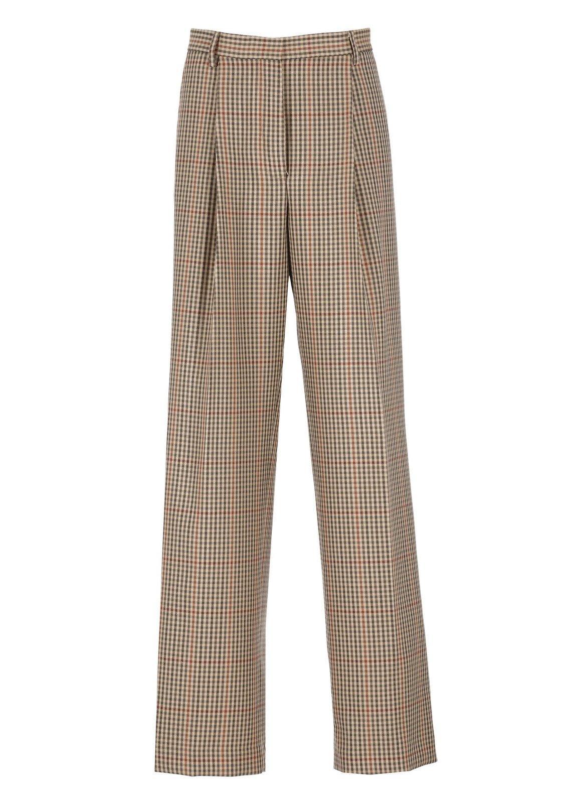 dries van noten checked pleated trousers