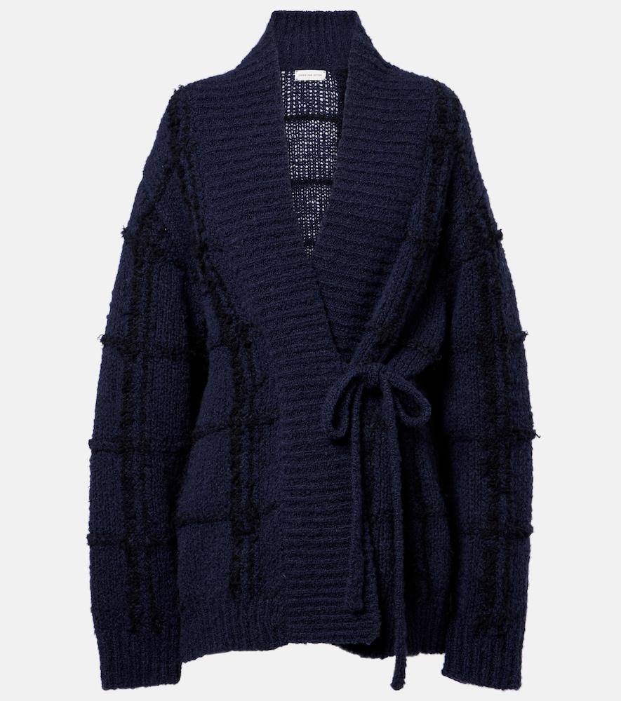 dries van noten checked wool cardigan