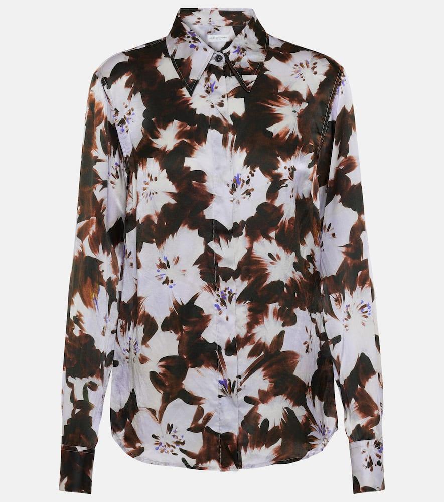 dries van noten chowy floral silk satin shirt