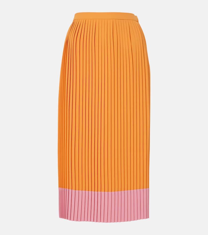 dries van noten colorblocked pleated midi skirt