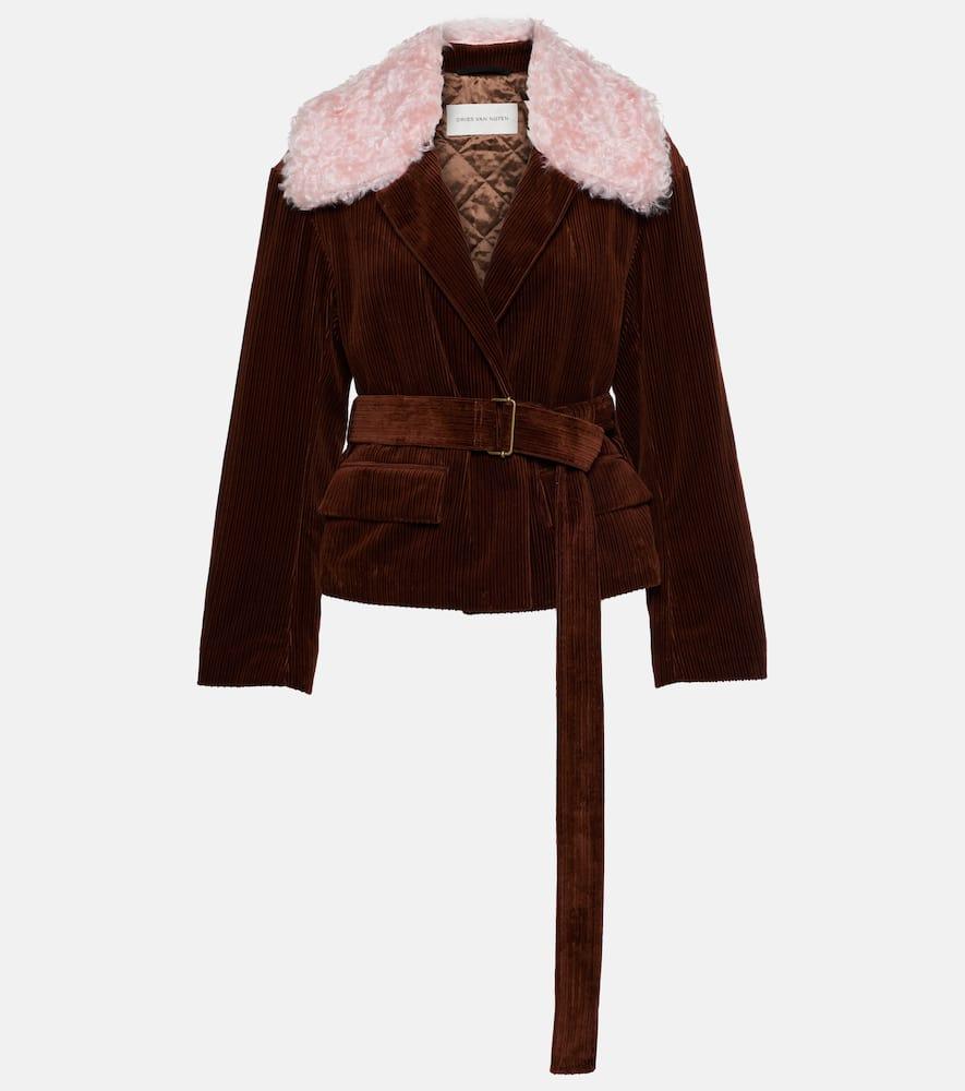 dries van noten corduroy and faux fur jacket