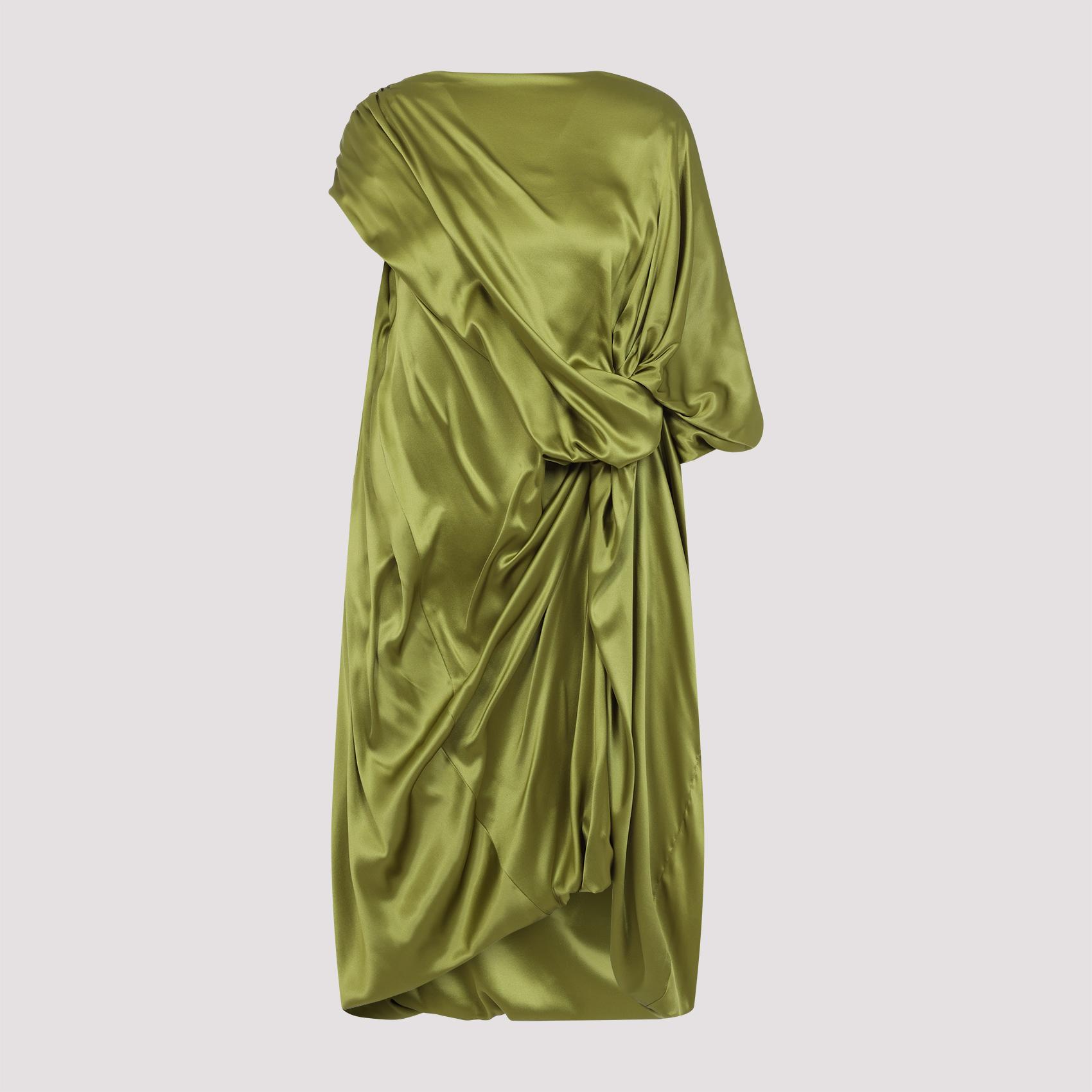 dries van noten dalant dress green silk elastan - women