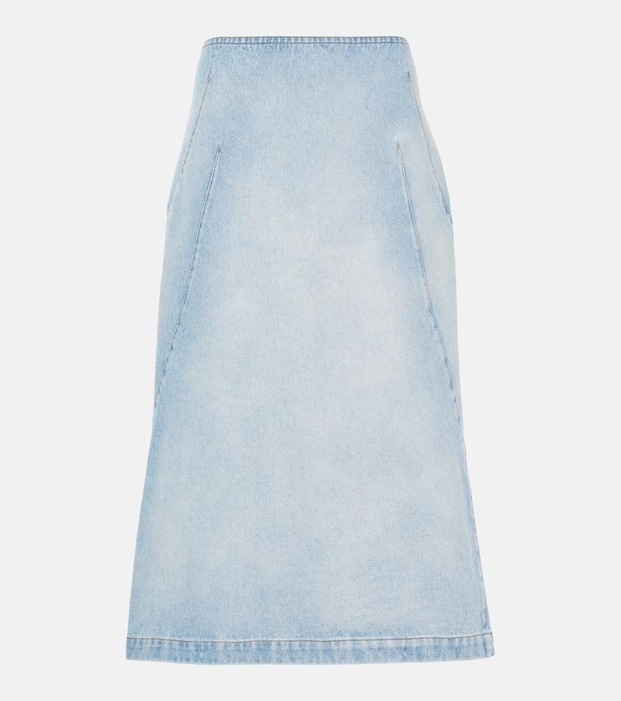 dries van noten denim midi skirt