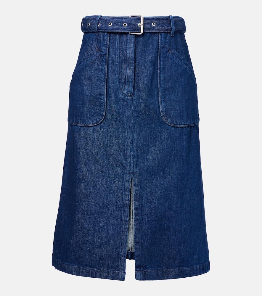 dries van noten denim midi skirt