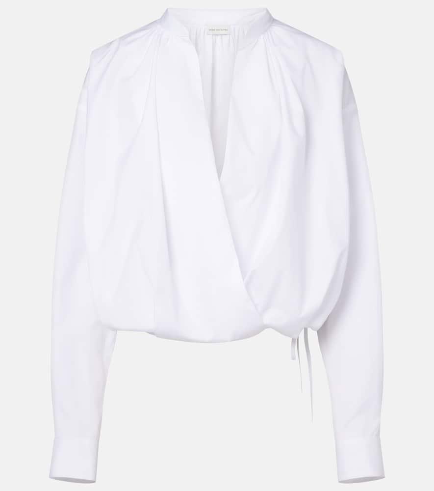 dries van noten draped cotton blouse
